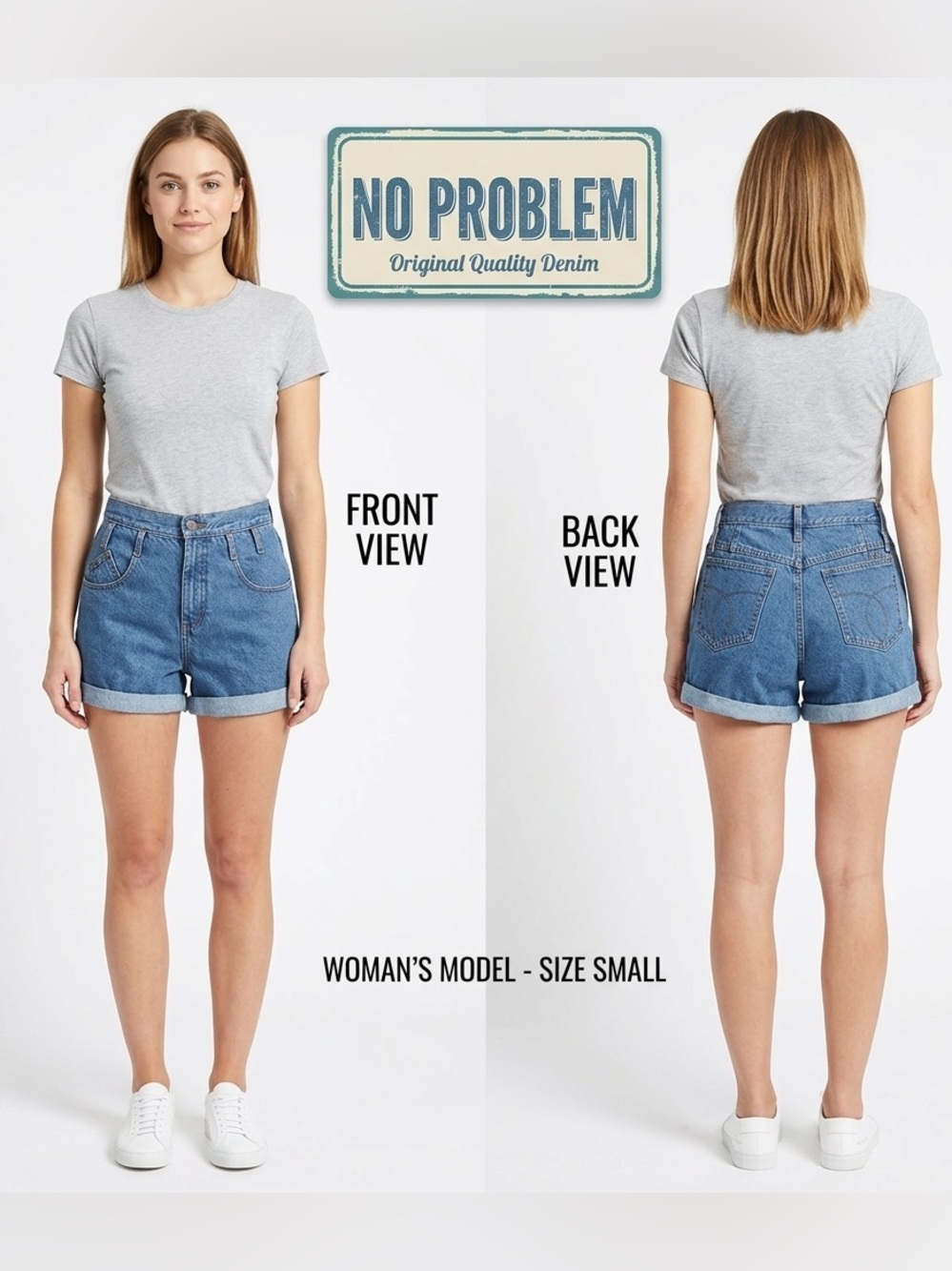Vintage No Problem High Waisted Denim Shorts